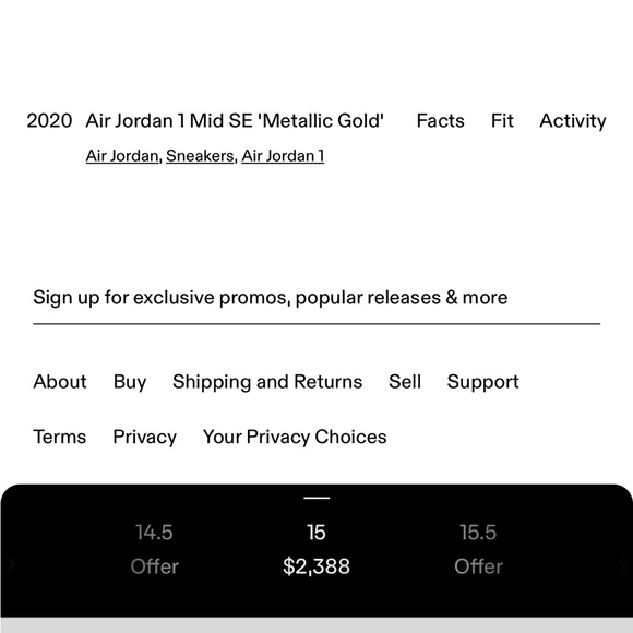 Nike Air Jordan 1 Mid SE Mens Metallic Gold Size 15 - Picture 3 of 6